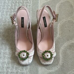 Dolce&Gabana VELVET SLINGBACKS WITH JEWEL HEEL IN PINK